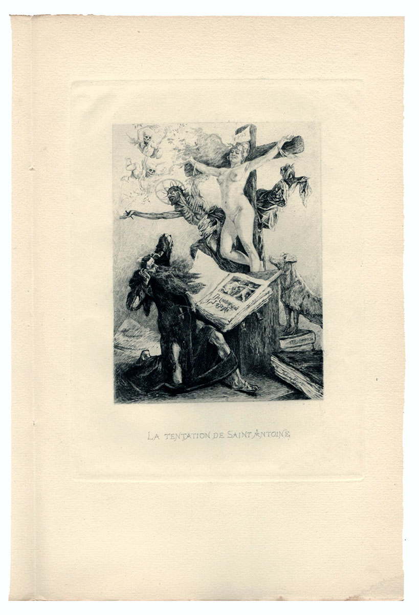 Impression D'art Félicien Rops - La Tentation De Saint Antoine, Toile Giclée, Style érotique Vintage