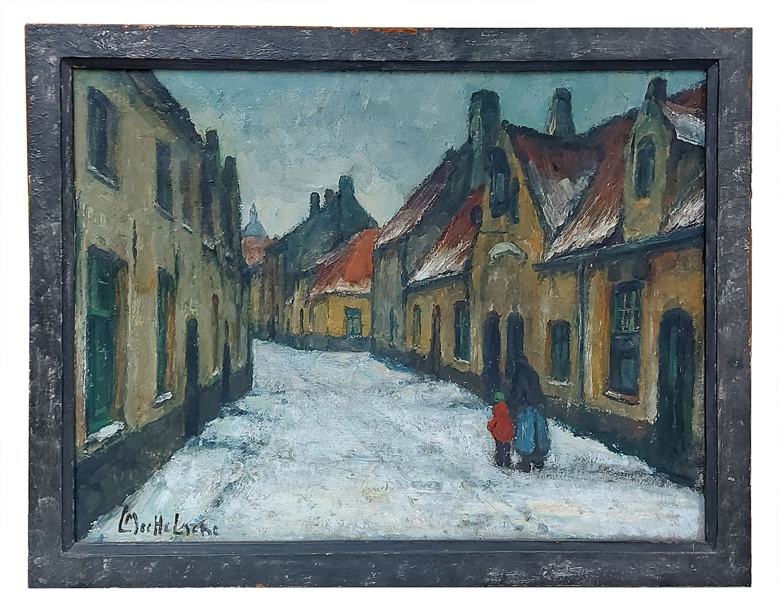 Schilderij, Rolweg te Brugge van de Belgische schilder Leo Mechelaere