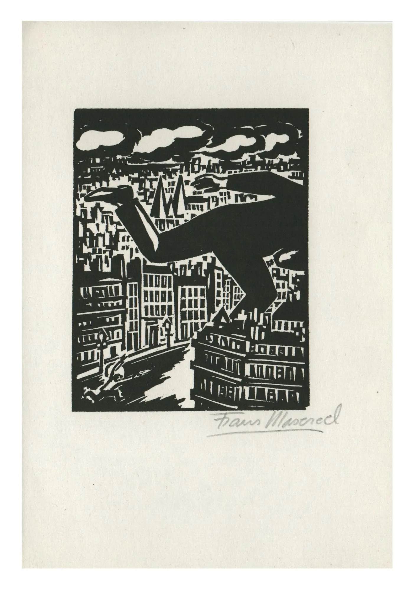 Gravure Sur Bois "Le Chat" De Frans Masereel (1929) - Style Expressionniste - Reproduction 11x17 Pouces