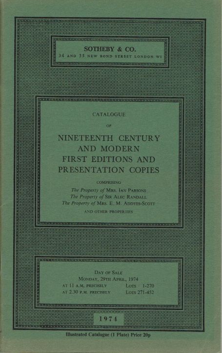 113. Nineteenth Century and Modern First Editions and Presentation Copies