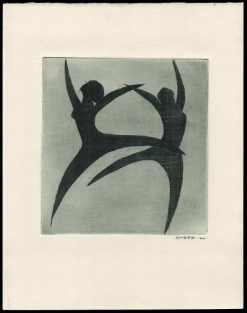 Twee gestileerde danseressen