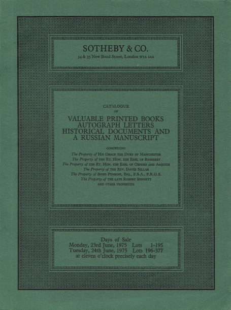 340. Valuable printed books, autograph letters, historical documents