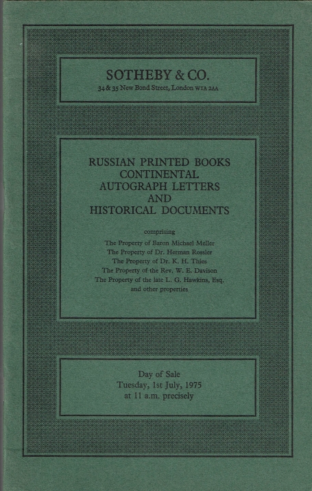 686. Russian Printed Books Continental Autograph Letters and Documents