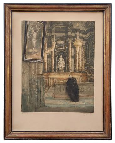 Biddend aan het altaar épreuve d artiste