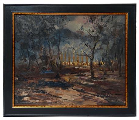 Le Purgatoire, Chtr XXIX Je vois sept... – Huile sur toile marouflée – Armand Jamar – 1939