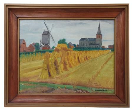 Graanschoven aan de rand van het dorp