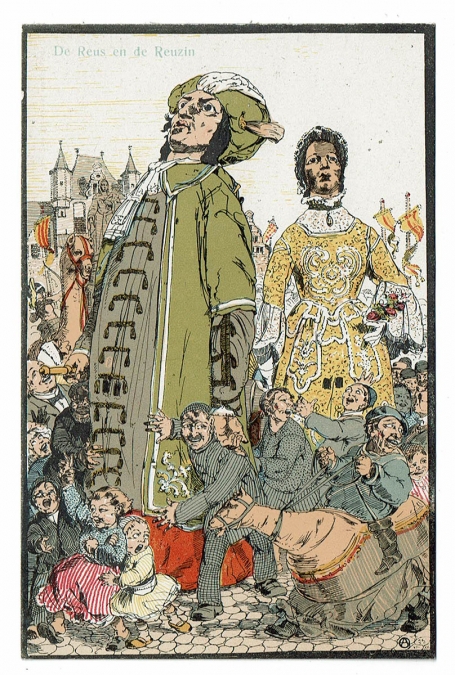 Postkaart  De Reus en de Reuzin