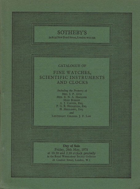 249. Fine Watches, Scientific Instruments and Clocks