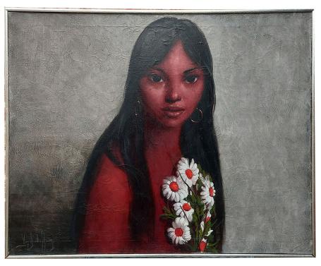 Meisje met madeliefjes