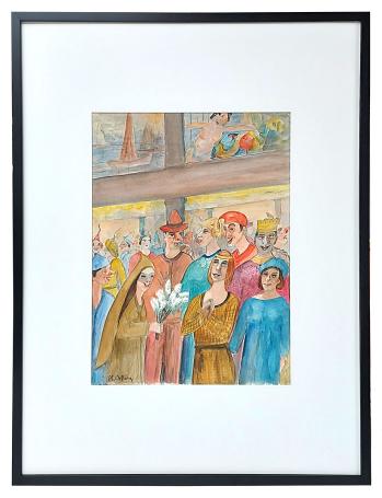 Aquarel, de koning en zijn gemalin