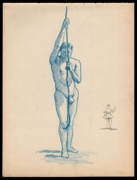 Schets, man aan koord 1895