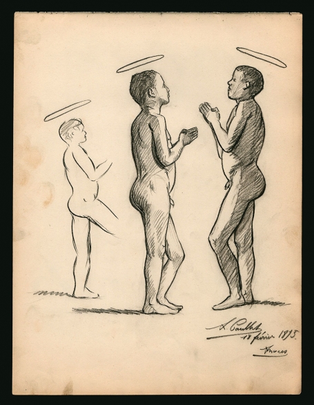 schets 3 heilige figuurtjes 18 02 1895 Anvers