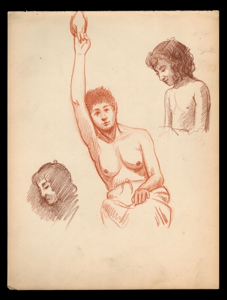 Schetsen naakheid en twee kleine schetsjes 1898