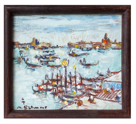 Bootjes in een zonnig haventje