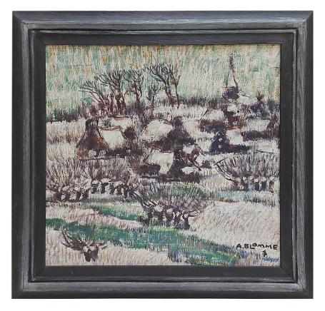 Dorpje tussen het water in de winter