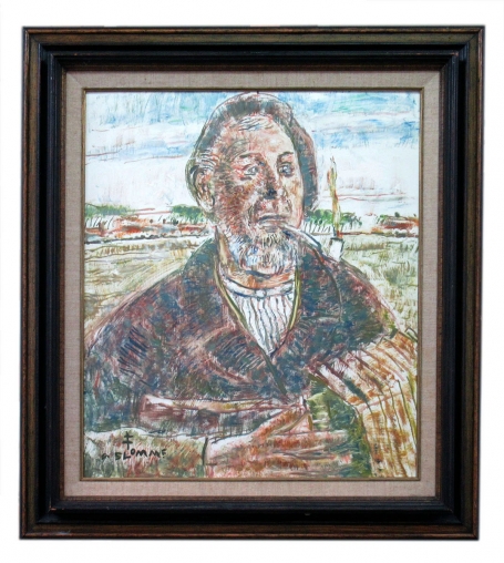 Oude pijprokende man