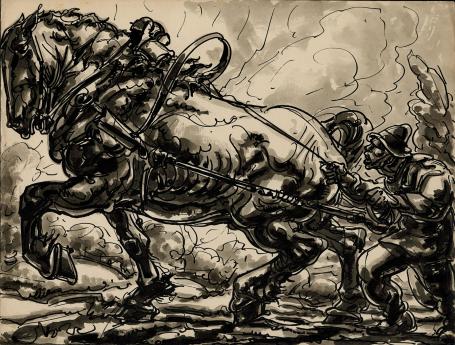 Oost Indische tekening van de Mechelse kunstenaar Alfred Ost