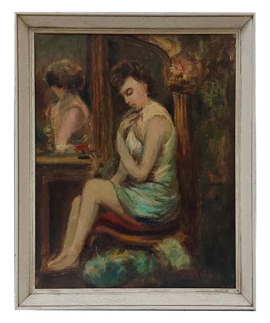 Peinzende dame aan de spiegel 1964