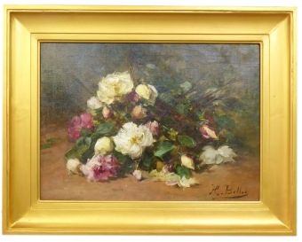 Stilleven met rozenboeket