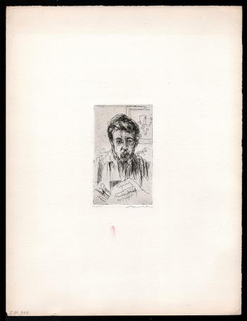 Ets, zelfportret met grote handen 2/15