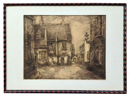 Dame op wandel in de stad