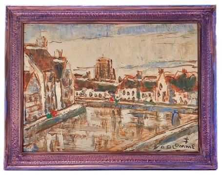 Stadsgezicht met toren in de verte