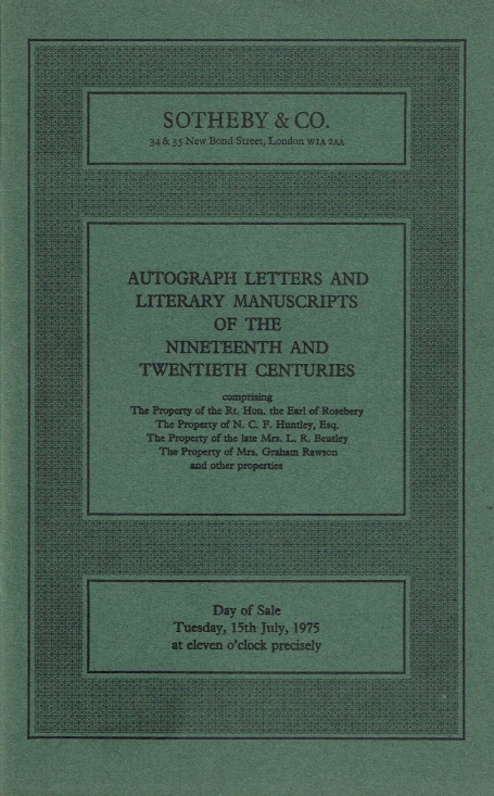 833. Autograph letters and literary manuscript of the nineteenth and twentieth centuries