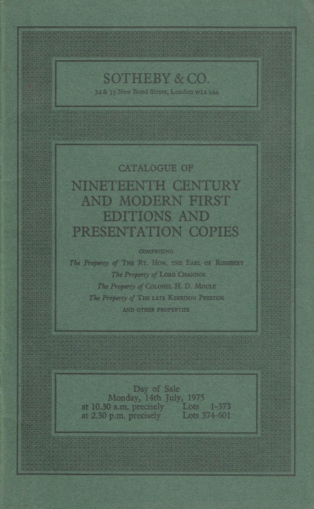 850. Nineteenth century and modern first editions and presentation copies