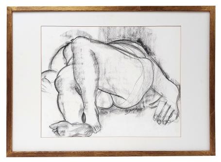 Houtskooltekening, liggend naakt 1974