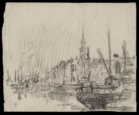 Schets, Stoomboten in het dok(+/- 1897)