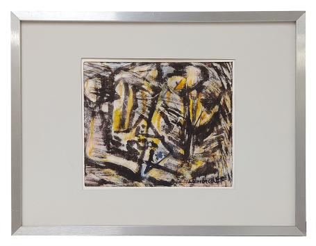 Abstractie geel, zwart en vleugje rood