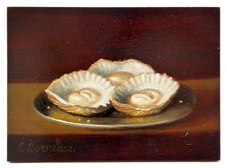 Stilleven oesters op tafel