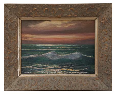 Branding op de Noordzee bij zondondergang