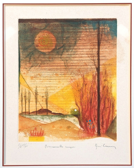 Abstracte ets van de Belgische graficus René Carcan