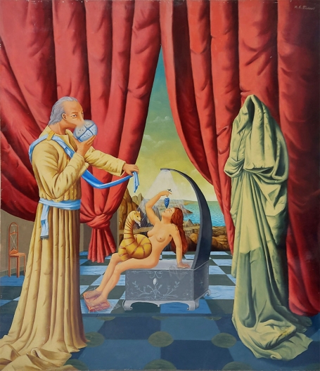 Surrealistisch schilderij van de Belgische kunstenaar Carl Prévot