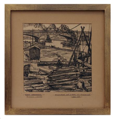 Baggerwerken aan de brug der Noorderlaan 1934