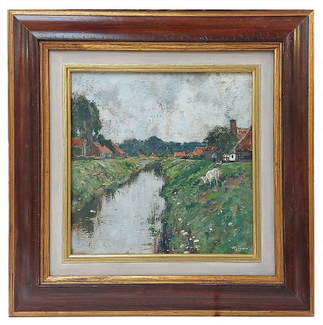 Schilderijtje, geitje aan het water