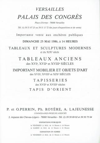 2041. Versailles: importante vente aux enchères publiques 25 mai 1986