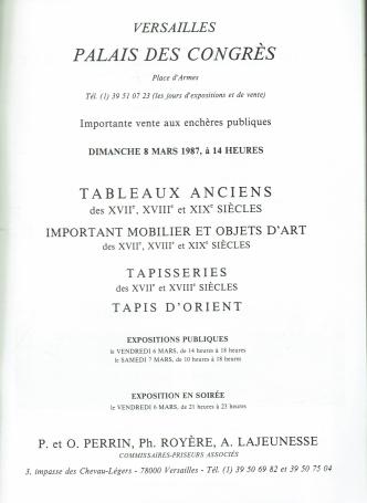 2036. versailles: importante vente aux enchères publiques 8 mars 1987