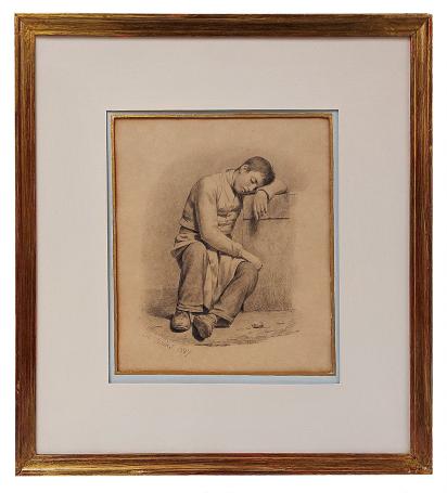 Tekening, slapend jongentje 1827