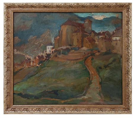 De weg naar de stad boven op de heuvel