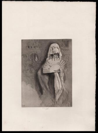 Dame avec un éventail blanc