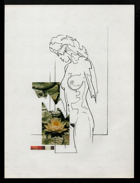 Tekening gemengde techniek,  naakte dame 27 11 1983