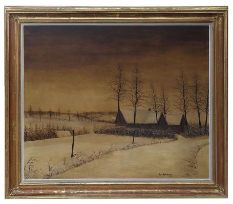 Groot winterlandschap met huisjes 1971
