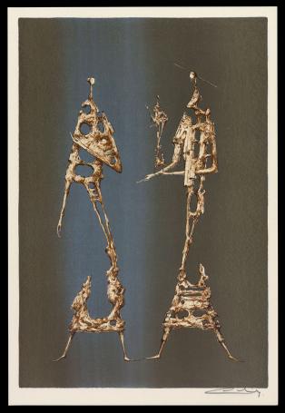 litho, man geeft beeldje aan vrouw 1979