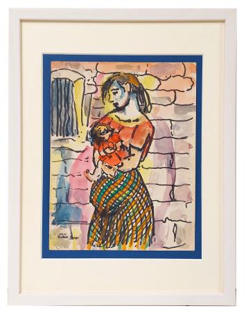 De zwangere mama met haar peutertje