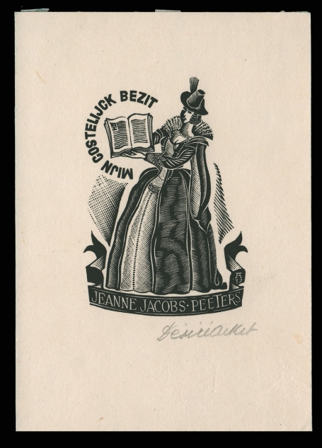 Ex libris Mijn Costelijck bezit Jeanne Jacobs Peeters 1937