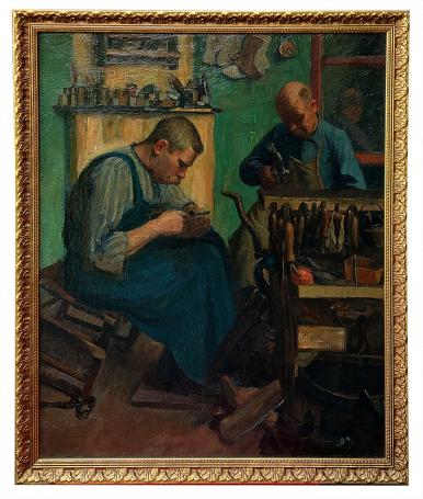 Les Cordonniers – huile sur toile de Hippolyte Prat (1918)
