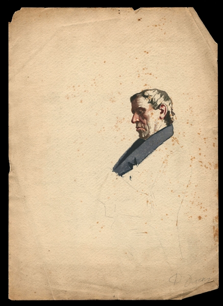 Schets op papier van de Nederlandse kunstenaar David Oyens