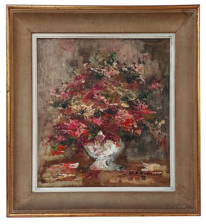 Stilleven met bloemen in een witte vaas